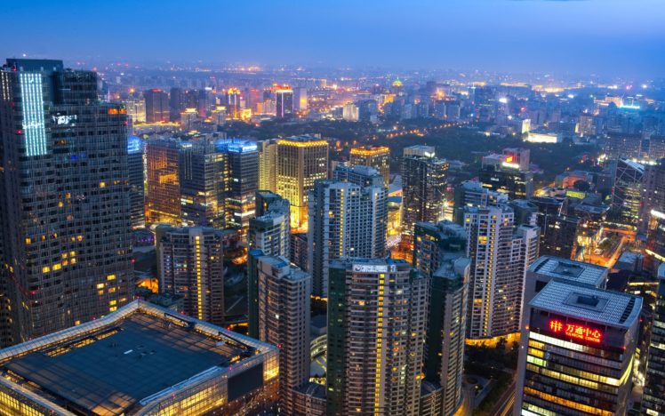 ciudad, Pekin, China, Asia, Edificios, Luces HD Wallpaper Desktop Background