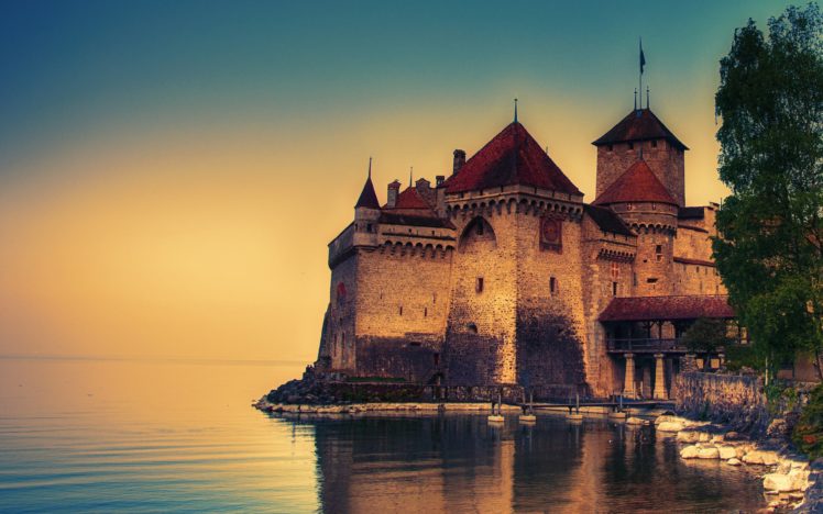 castillo, Ginebra, Suiza, Lago, Arquitecturas HD Wallpaper Desktop Background