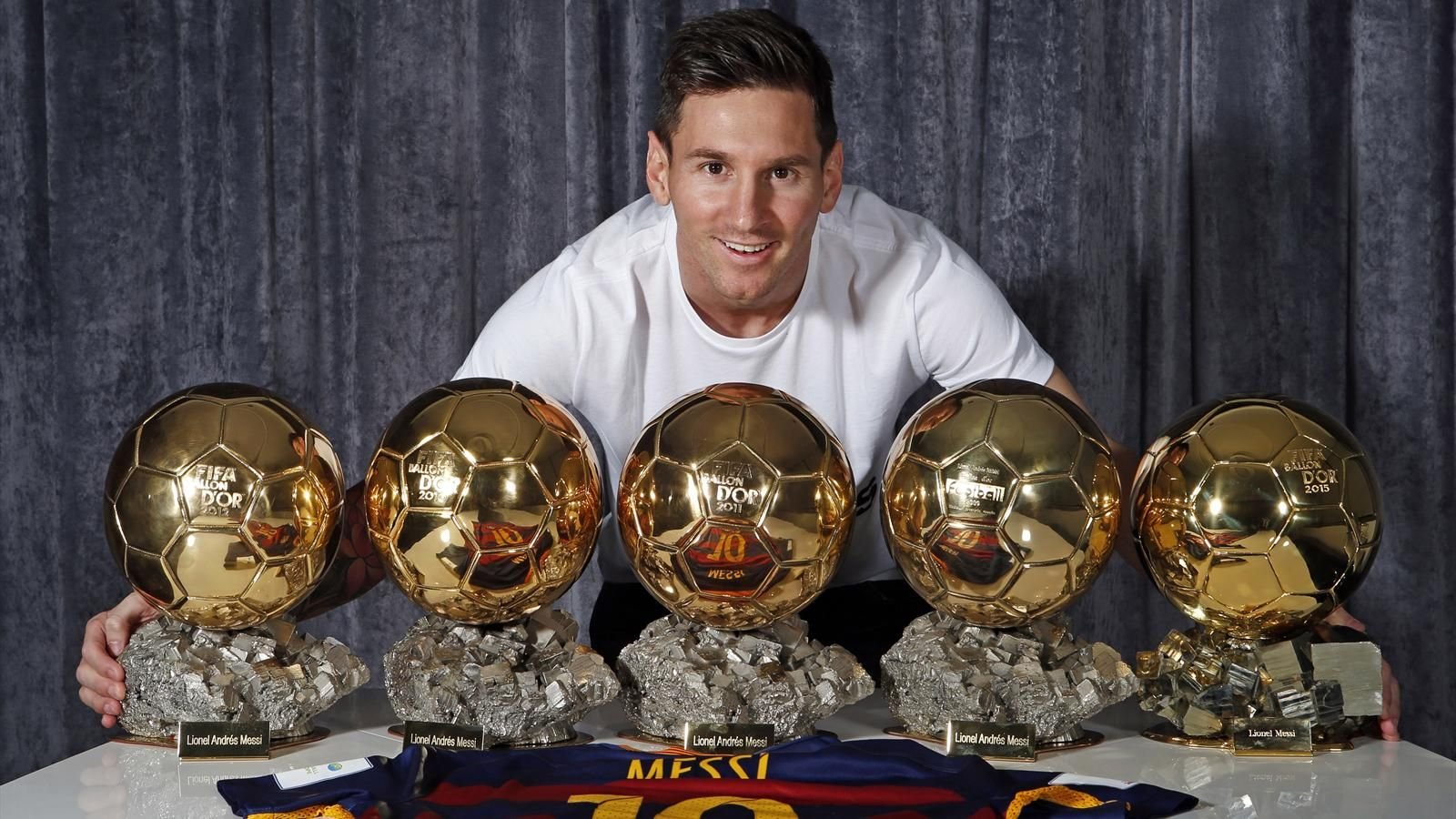 futbolista, Leo, Messi, 5, Balones, Oro, Barcelona, Argentina Wallpaper