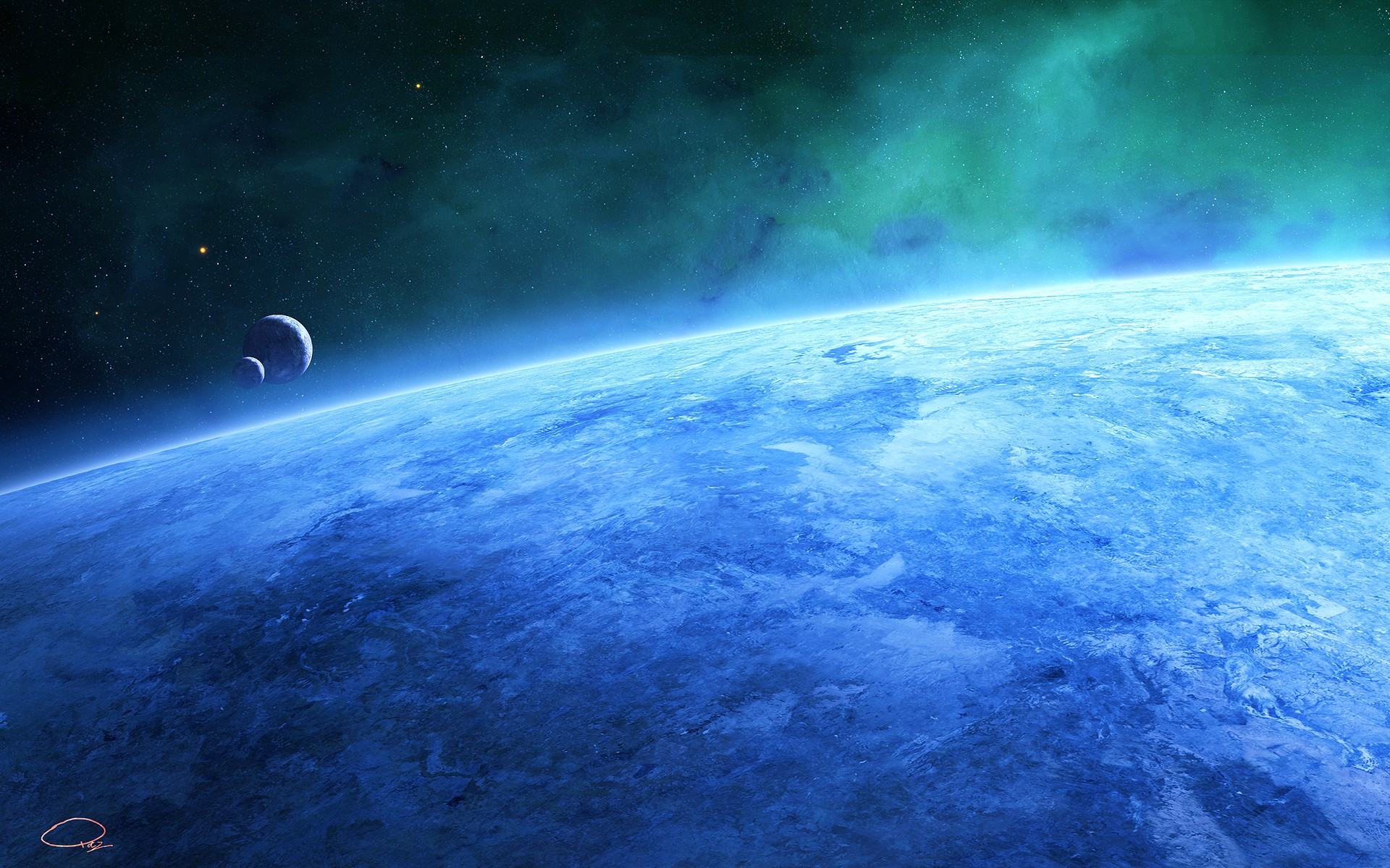 blue, Outer, Space, Stars, Planets, Earth Wallpaper
