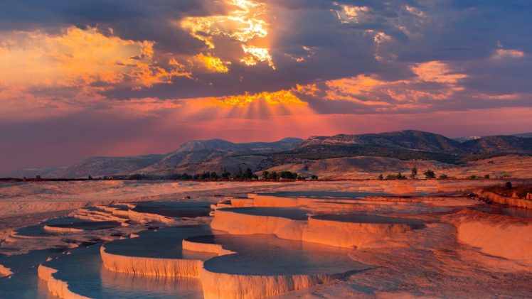 pamukkale, Tourism, Landscape, Beauty, Sunset, Is, Amazing, Turkey HD Wallpaper Desktop Background