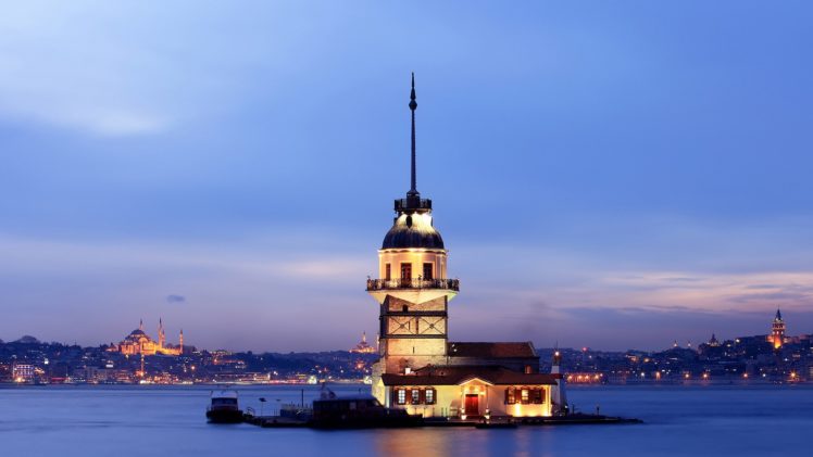 the, Beauty, Is, Amazing, Views, Of, City, Lights, Sea, Tourism, Turkey, Istanbul, Blue HD Wallpaper Desktop Background