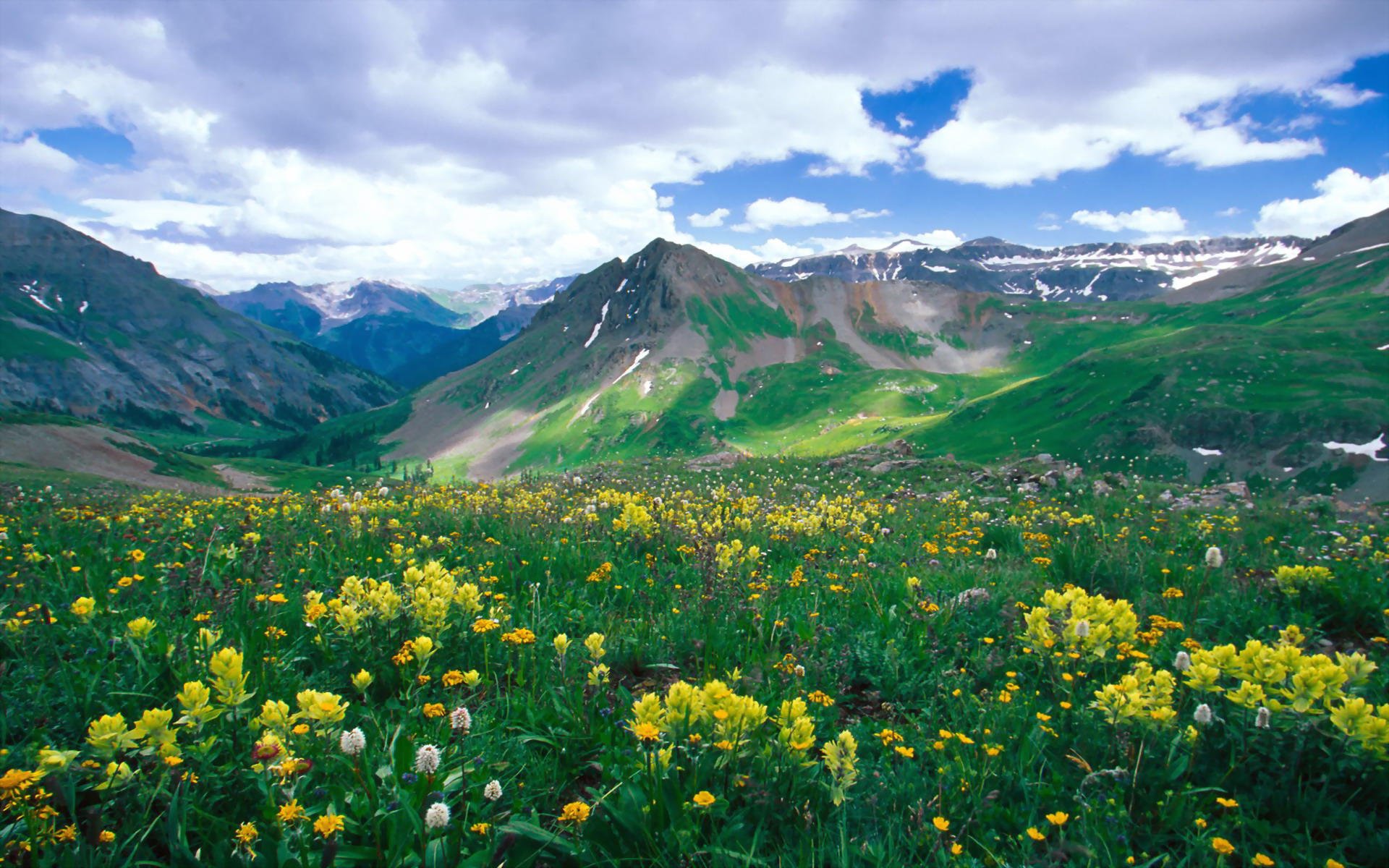 amazing, Landscape, Nature, Beauty, Mountain, Flower, Sky, Clouds Wallpaper