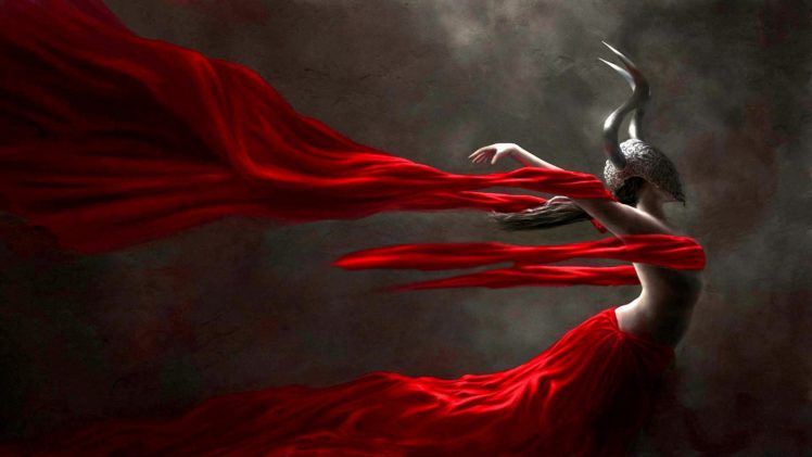 red, Dress, Fantasy, Girl, Character, Beautiful, Long, Hair, Woman HD Wallpaper Desktop Background