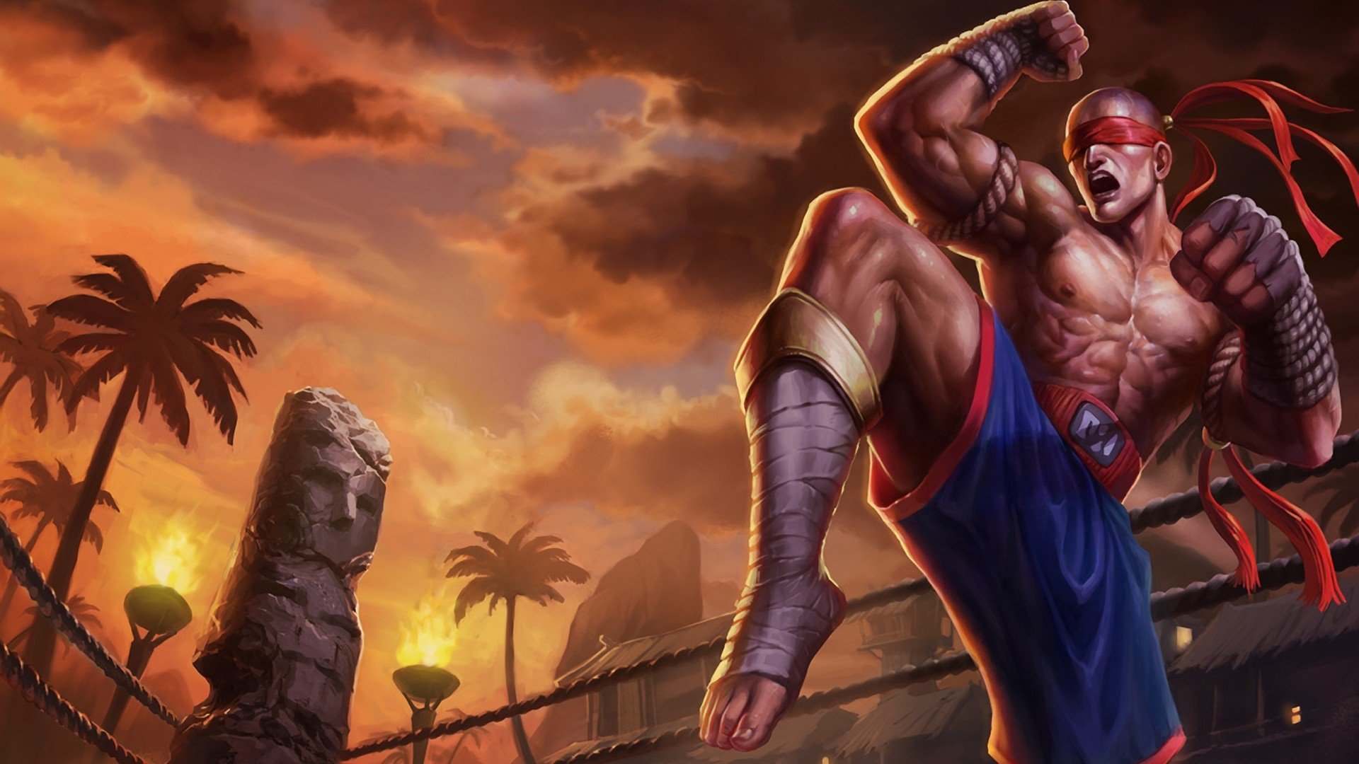 fantasy, Male, Fight, Sunset, Character, Lee sin Wallpaper