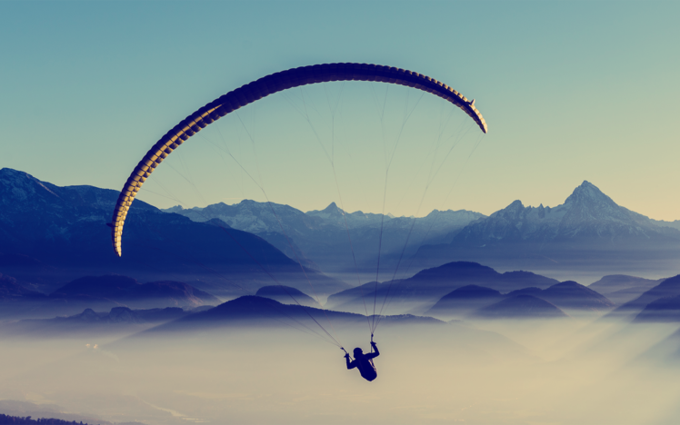 parachute, Mountains, Landscape HD Wallpaper Desktop Background