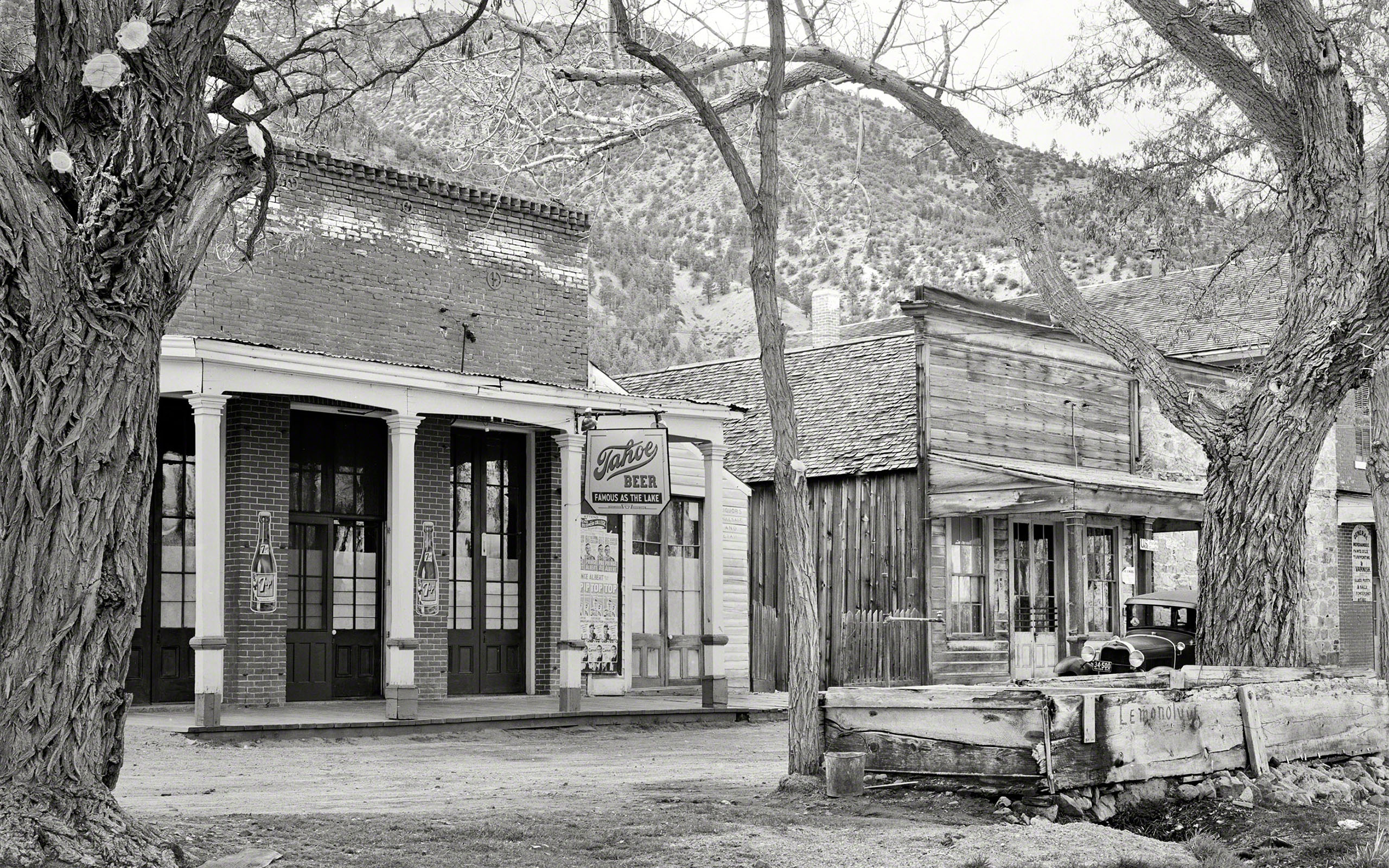 shop, Building, B w, Trees Wallpaper