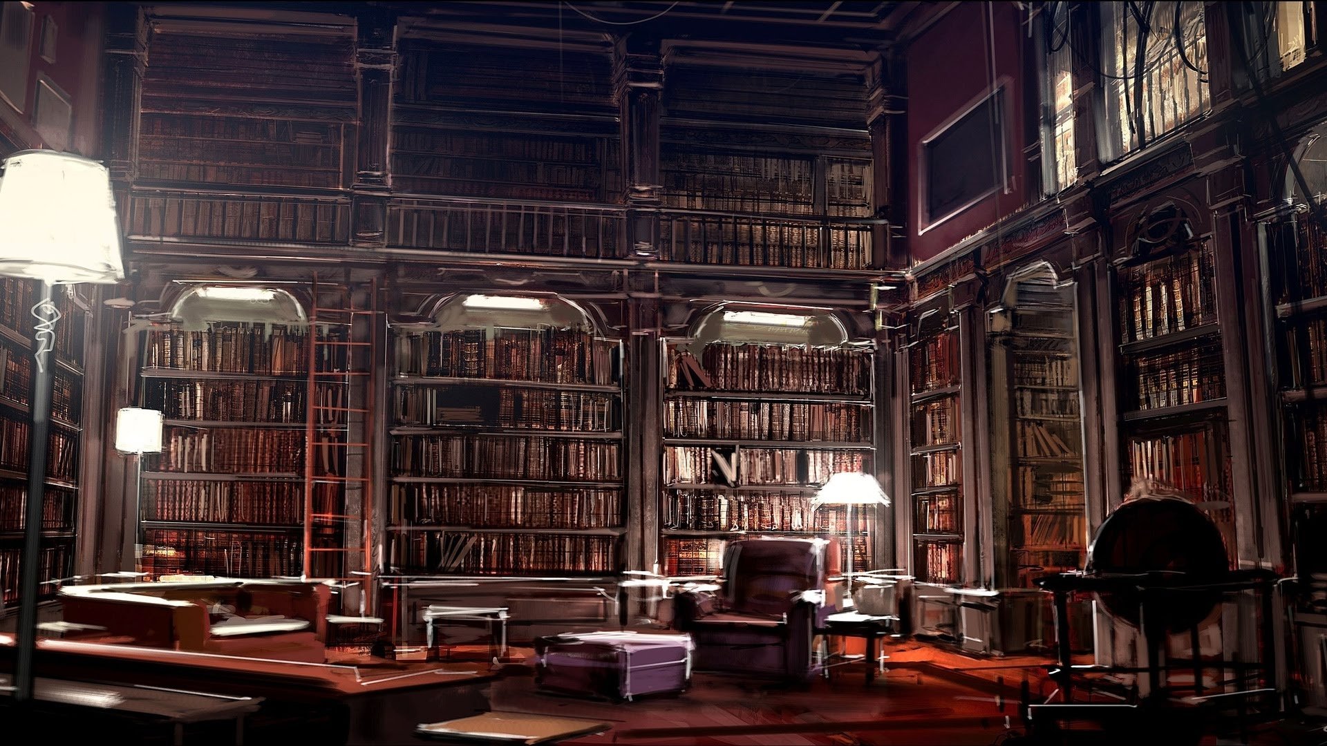 interior, Biblioteca, Libros, Muebles, Estanterias, Disea Wallpaper