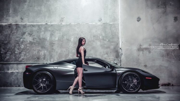 brixton, Forged, Black, Ferrari, 458, Italia, Cars, Modified, Wheels HD Wallpaper Desktop Background