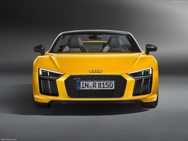 audi, R8, Spyder, V10, Cars, Yellow, 2017 HD Wallpaper Desktop Background