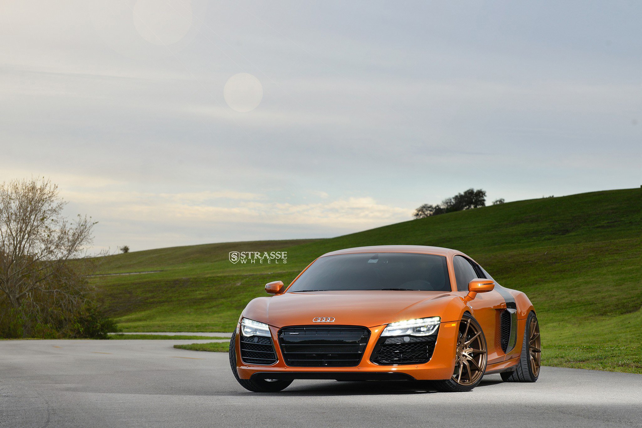 orange, Audi, R8, Strasse, Wheels, Cars Wallpaper