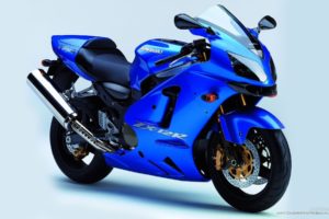 moto, Japonesa, Kawasaki, Azul