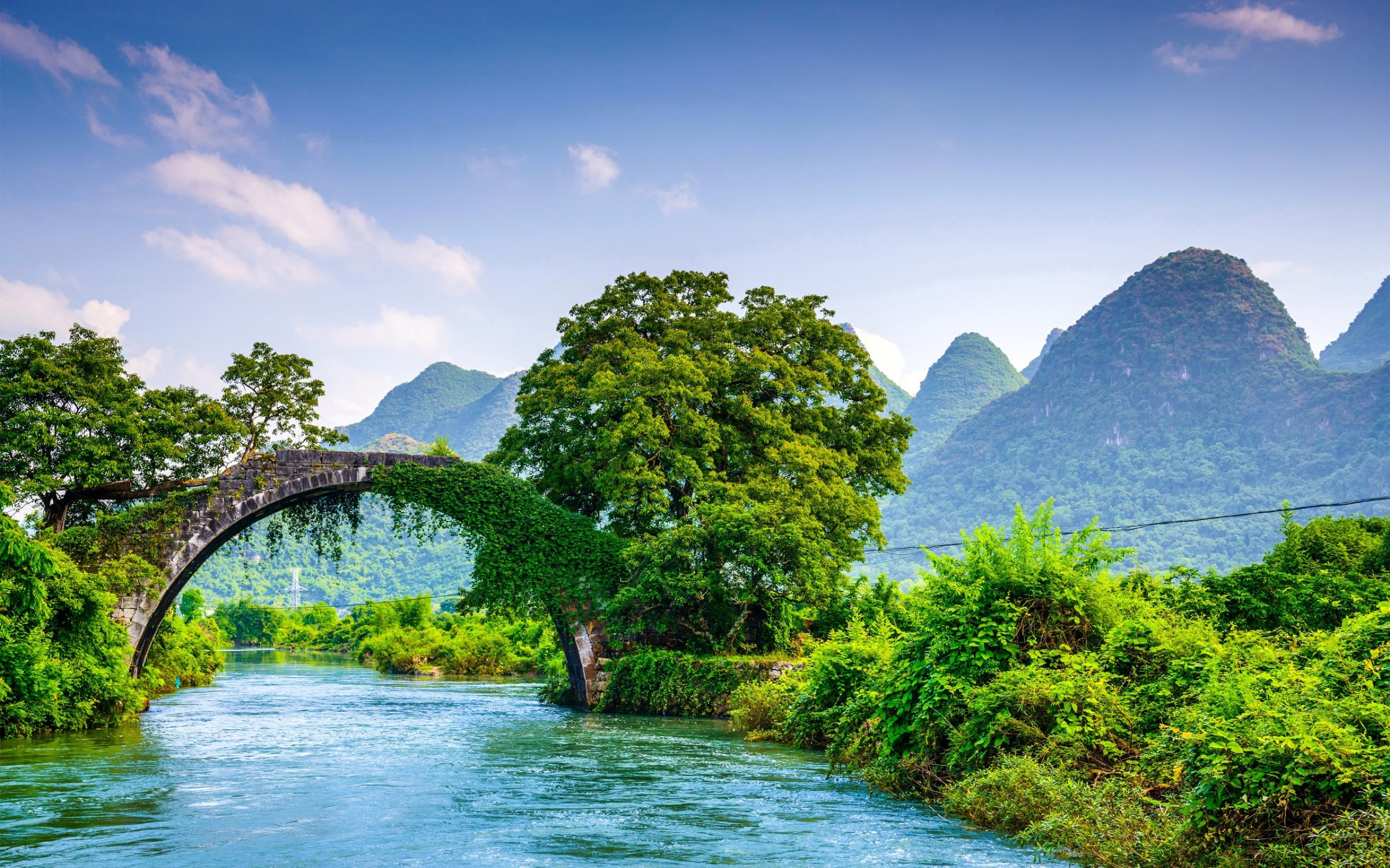 bridge, Nature, Mountains Wallpaper