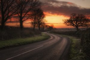 road, Sunset