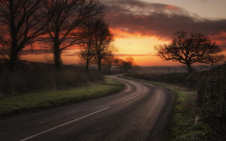 road, Sunset HD Wallpaper Desktop Background