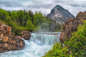 waterfall, Mountain, River, Rocks, Trees, Stream