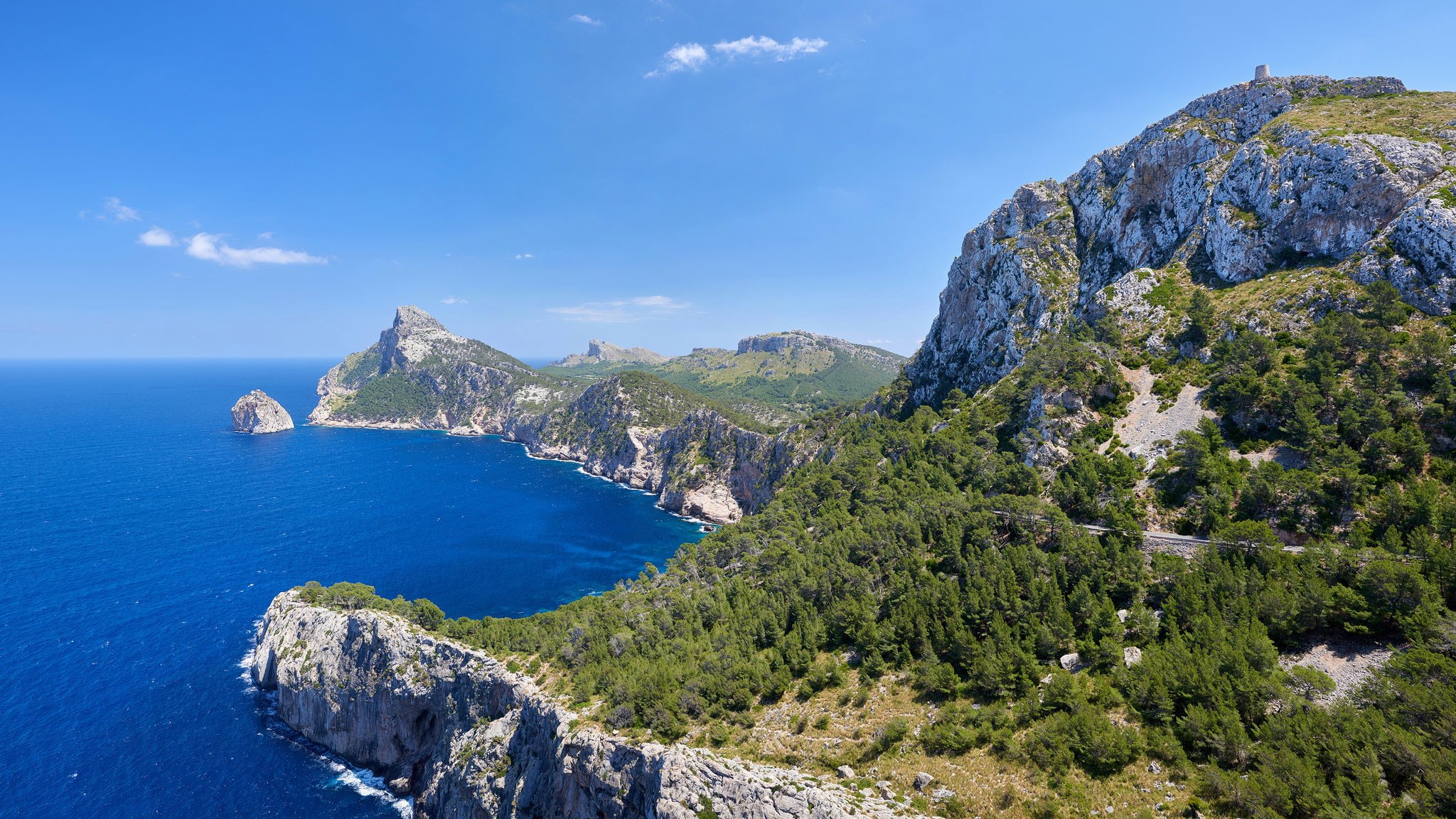 cape, Formentor, Mallorca, Spain, Sky, Sea, Cliff Wallpaper