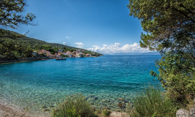 croatia, Mountains, Houses, Sea, Trees, Sky, Clouds HD Wallpaper Desktop Background