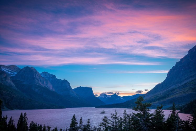 mountain, Forest, Lake, Dawn, Trees HD Wallpaper Desktop Background