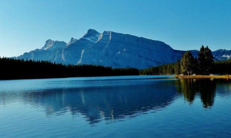 two, Jack, Lake, Banff, National, Park, Alberta, Canada, Mountains, Forest, Lake HD Wallpaper Desktop Background