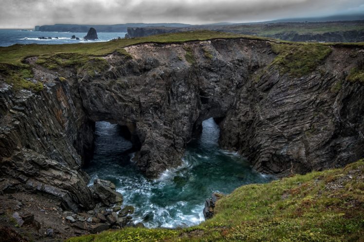 sea, Rocks, Mainsail, Storm, Overcast, Dungeon, Provincial, Park HD Wallpaper Desktop Background