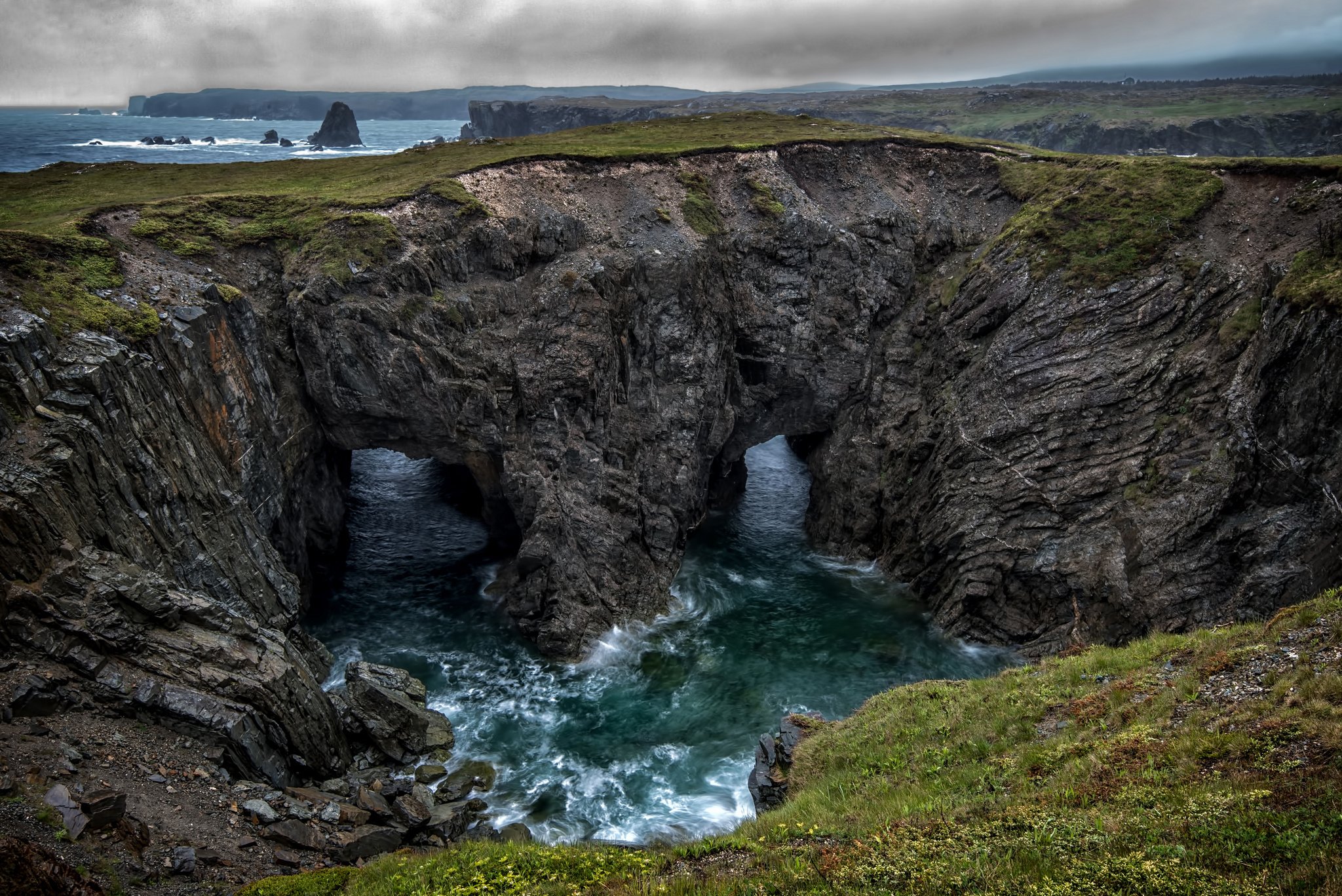 sea, Rocks, Mainsail, Storm, Overcast, Dungeon, Provincial, Park Wallpaper