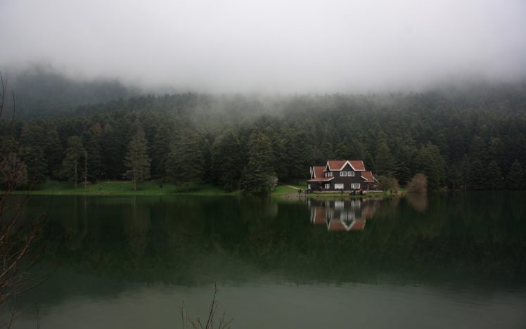 house, Lake, Nature, Fog HD Wallpaper Desktop Background