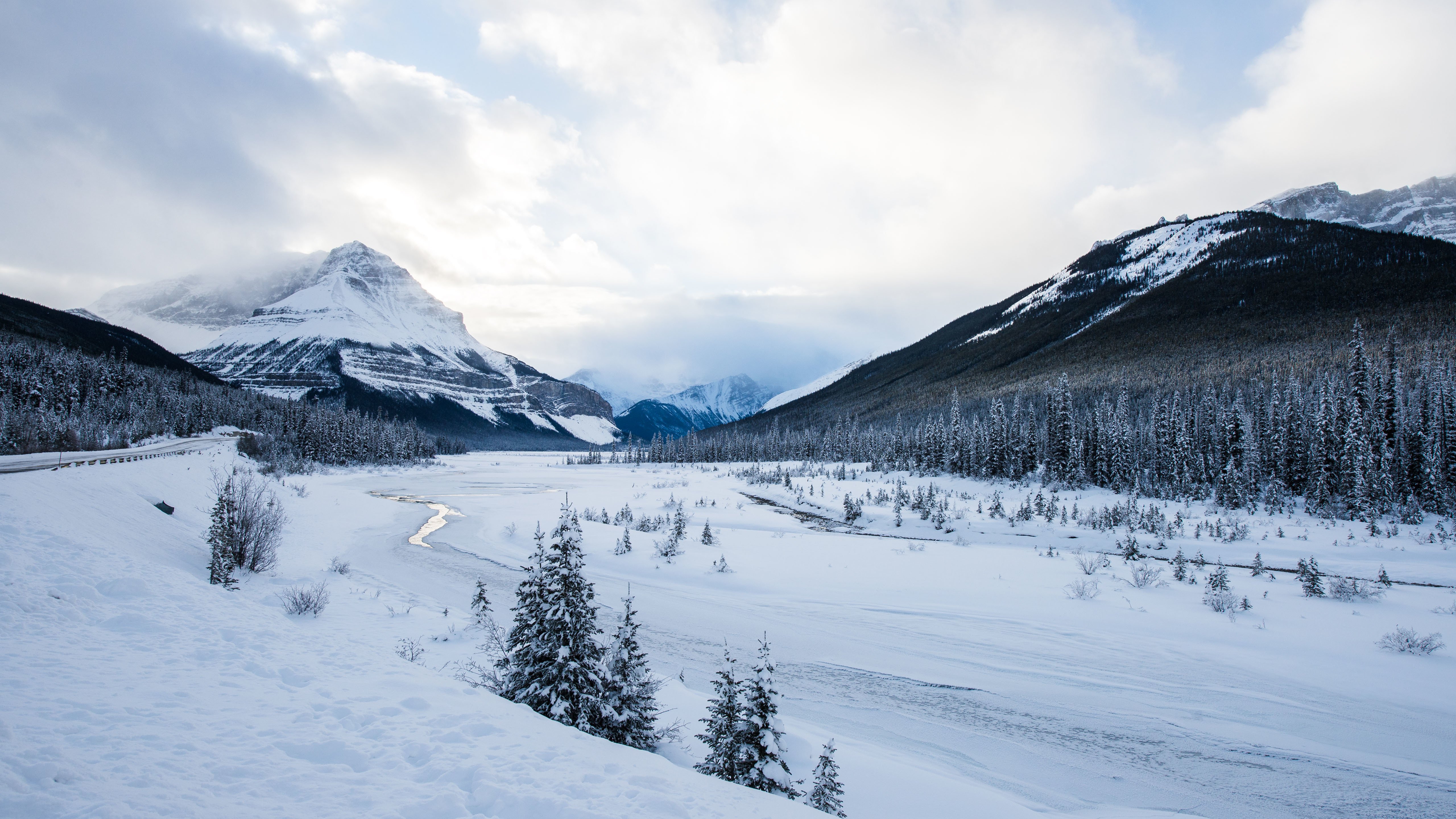 winter, Mountain, Snow, Clouds Wallpaper