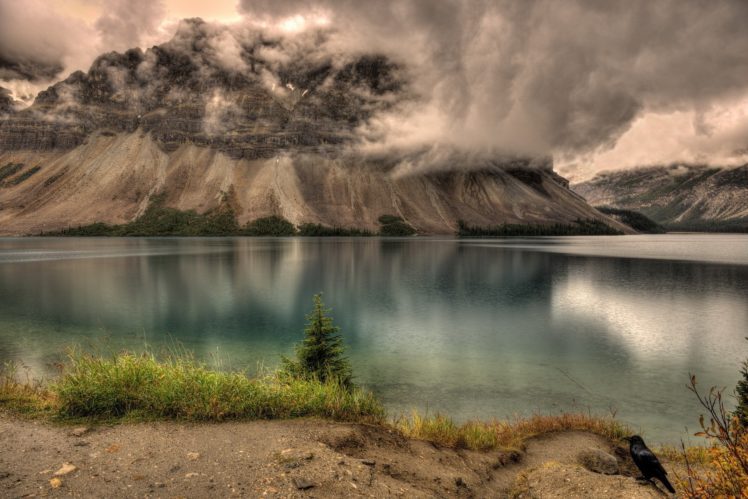 lake, Mountains, Landscape, Clouds, Rain HD Wallpaper Desktop Background