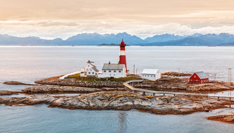 norway, Coast, Sea, Mountains, Lighthouse HD Wallpaper Desktop Background