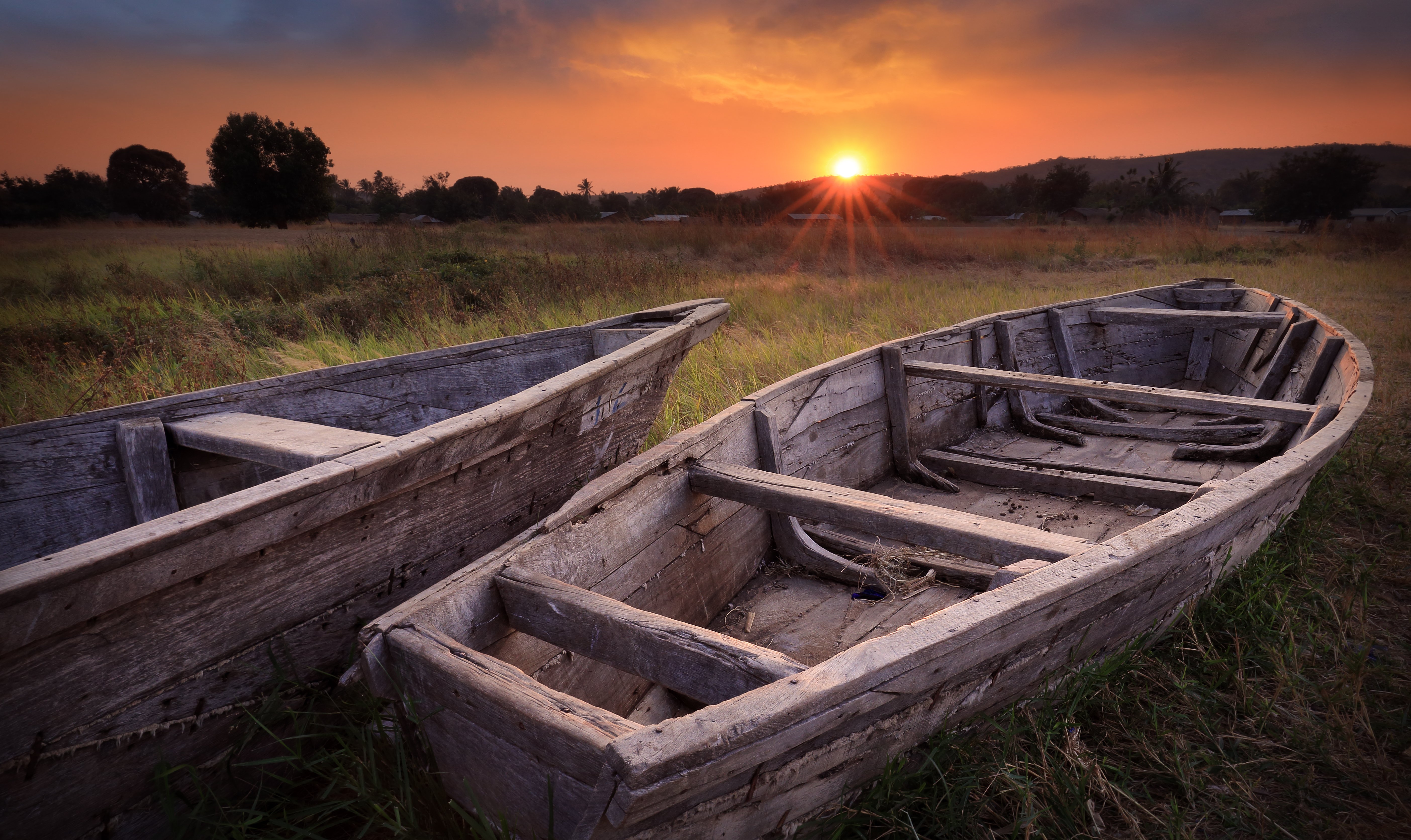 boats, Sunrises, And, Sunsets, Nature Wallpaper