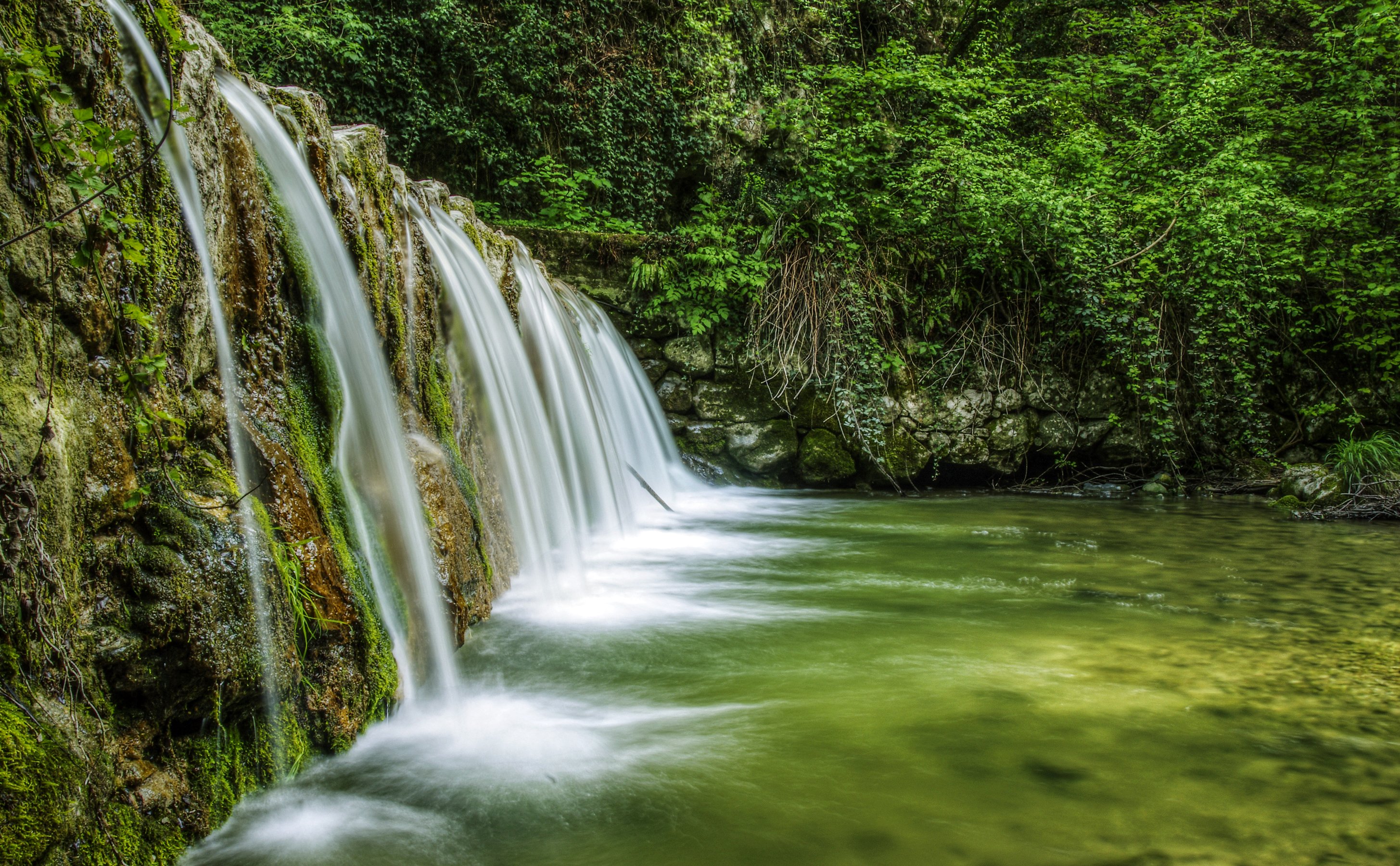 italy, Waterfalls, Rivers, Moss, Mondrago, Veneto, Nature Wallpaper
