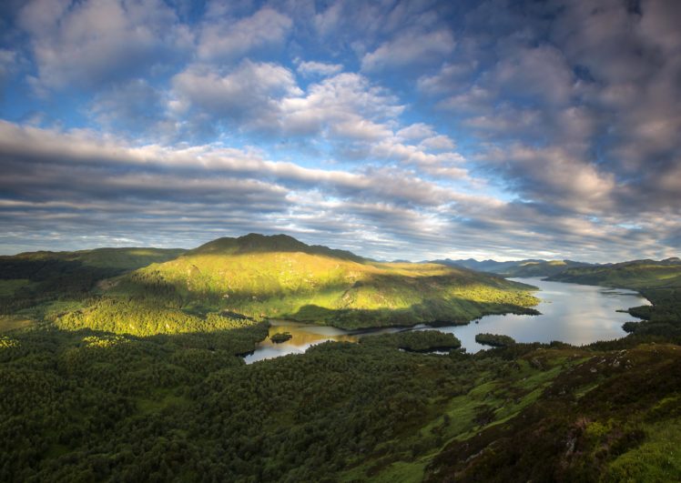 scotland, Scenery, Lake, Sky, Clouds, Loch, Katrine, Nature HD Wallpaper Desktop Background