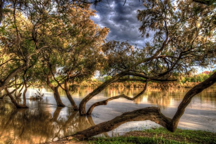 spain, Rivers, Autumn, Hdr, Trees, Zaragoza, Aragon, Nature HD Wallpaper Desktop Background