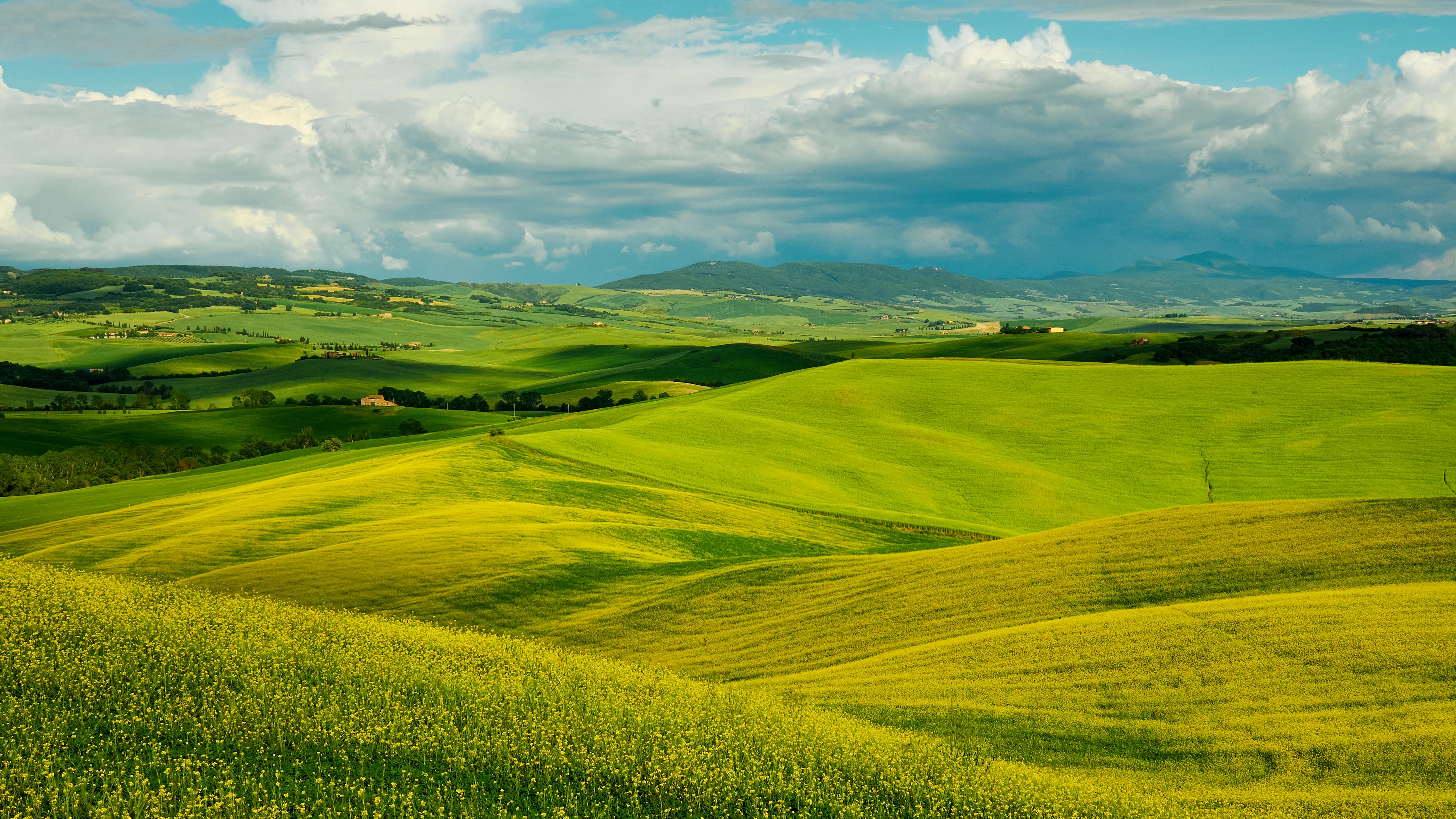 italy, Scenery, Fields, Sky, Clouds, Tuscany, Hills, Nature Wallpaper