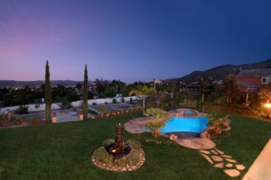 scenery, Evening, Pools, Lawn, Fireplace, Nature