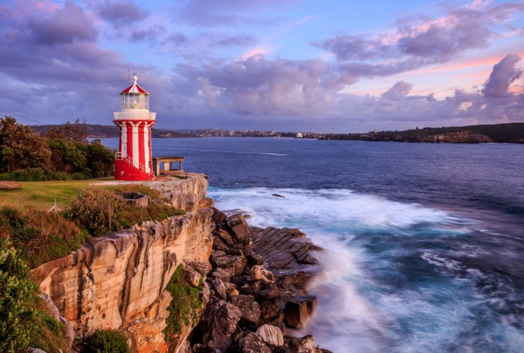 scenery, Australia, Sea, Lighthouses, Coast, Stones, Sydney, Clouds, Hornby, Lighthouse, Nature HD Wallpaper Desktop Background