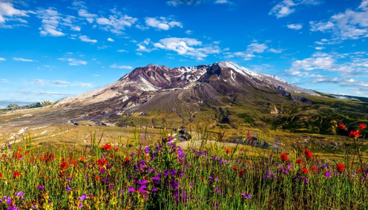 usa, Mountains, Sky, Fields, Washington, Mount, St, Helens, Nature HD Wallpaper Desktop Background