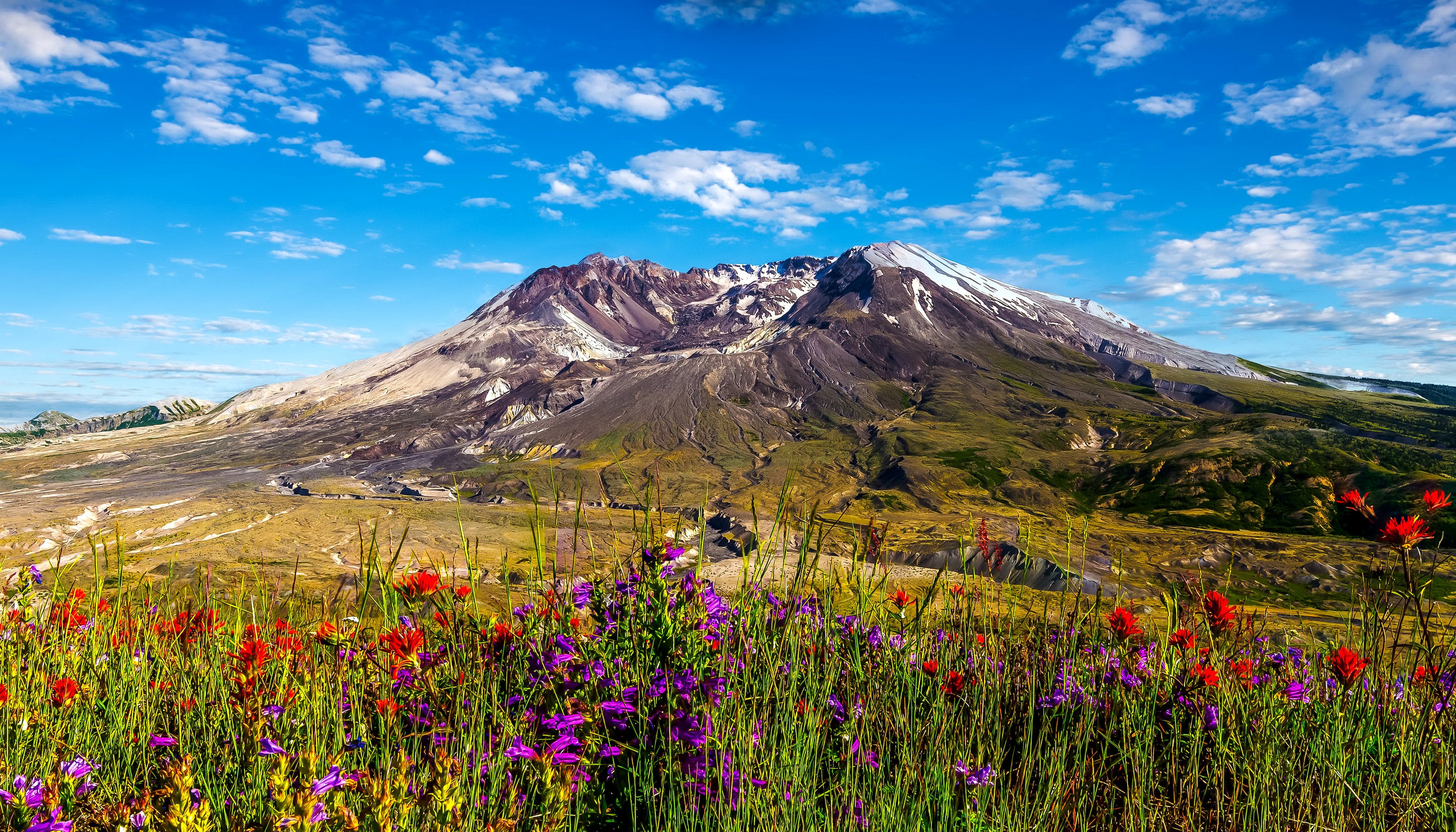 usa, Mountains, Sky, Fields, Washington, Mount, St, Helens, Nature Wallpaper
