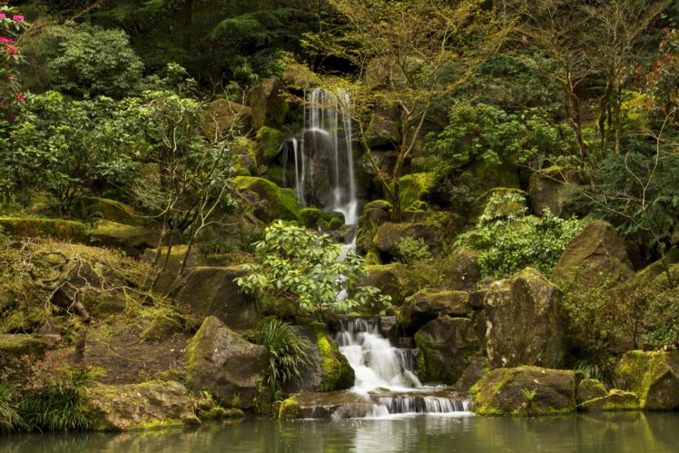usa, Parks, Waterfalls, Stones, Moss, Portland, Japanese, Gardens, Oregon, Nature HD Wallpaper Desktop Background