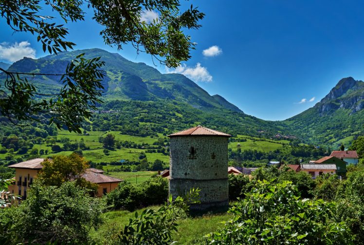 spain, Scenery, Mountains, Houses, Sky, Trees, Proaza, Asturias, Nature HD Wallpaper Desktop Background