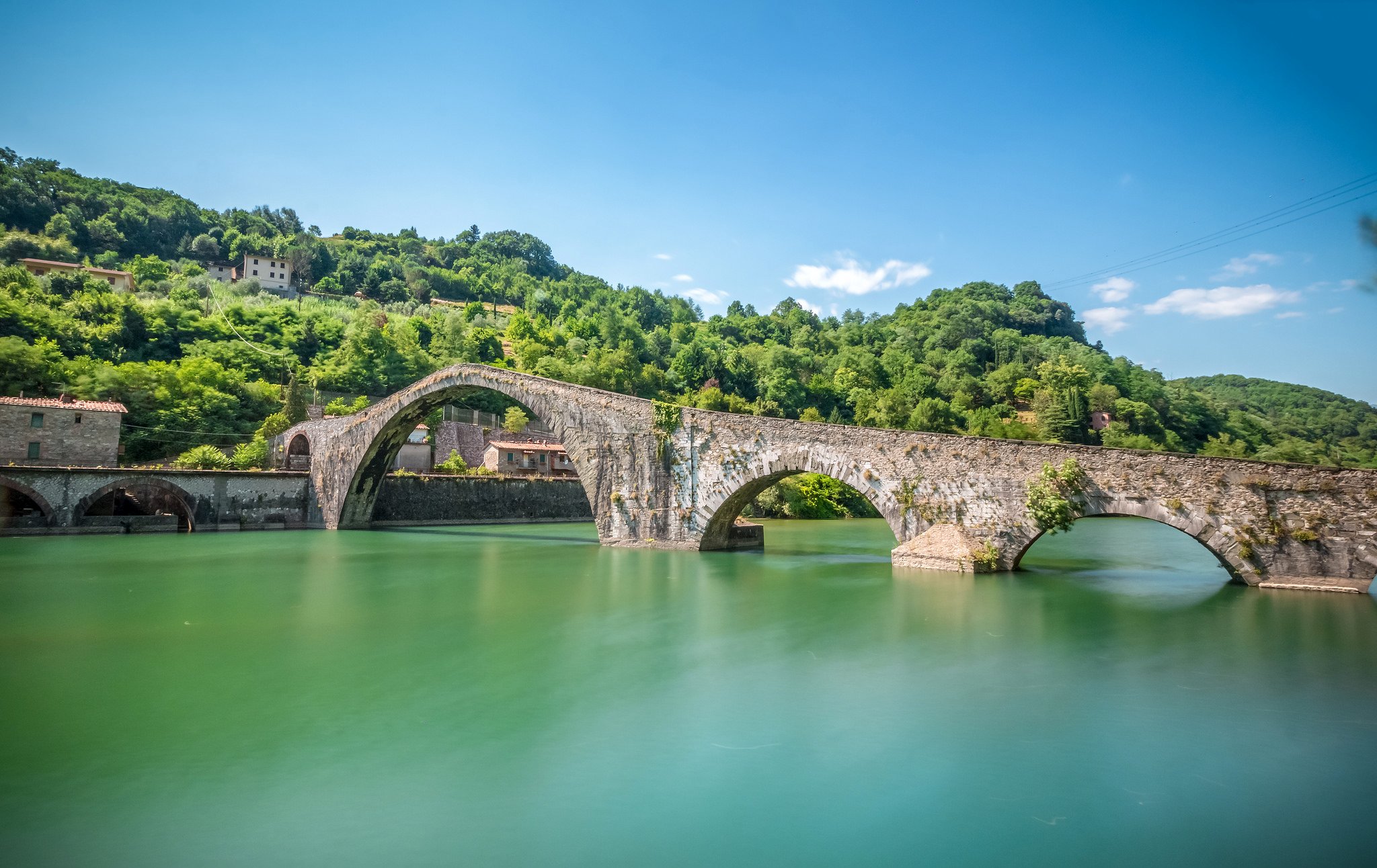 bridges, Rivers, Italy, Borgo, A, Mozzano, Tuscany, Maria, Magdalena, Nature Wallpaper