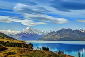 mountains, Sky, Scenery, Lake, New, Zealand, Pukaki, Nature