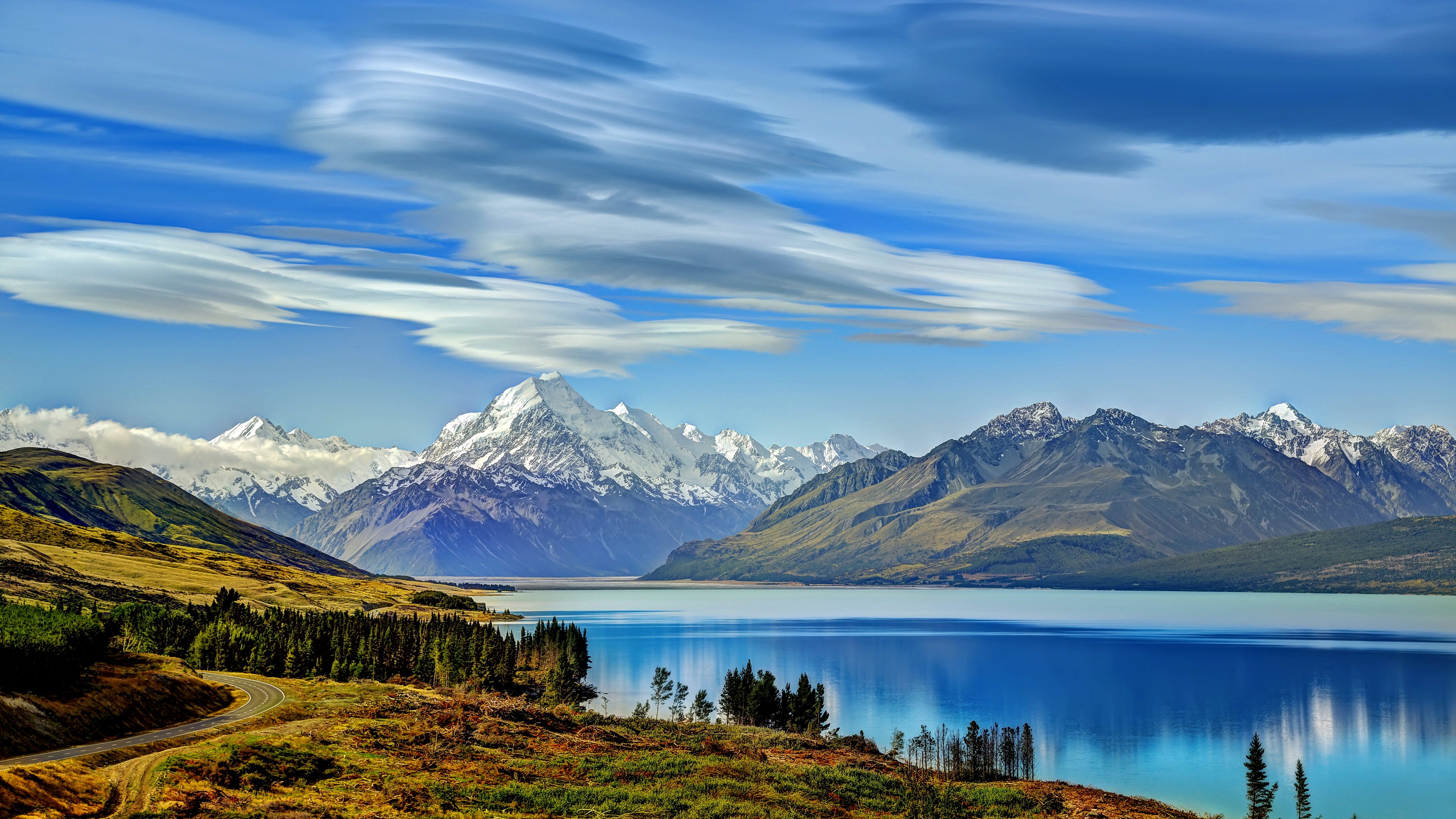 mountains, Sky, Scenery, Lake, New, Zealand, Pukaki, Nature Wallpaper