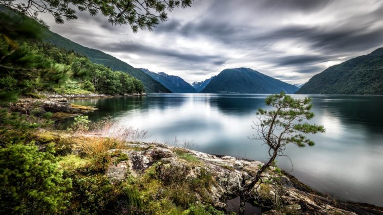norway, Scenery, Mountains, Lake, Coast, Sognefjord, Dragsviki, Nature HD Wallpaper Desktop Background