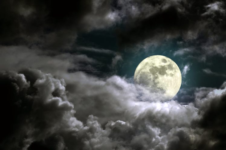 sky, Moon, Clouds, Night, Nature HD Wallpaper Desktop Background