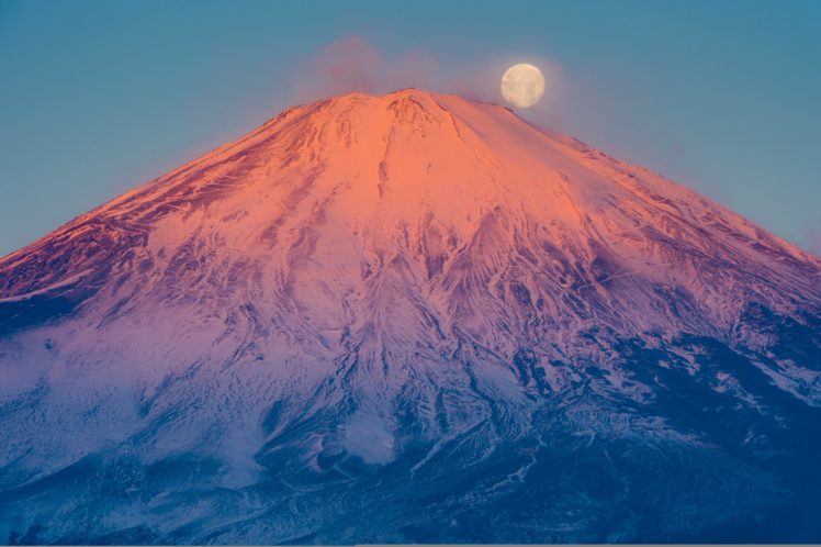 japan, Volcano, Moon, Fuji, Nature HD Wallpaper Desktop Background