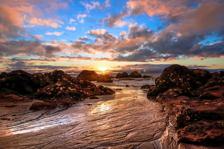 scenery, Sunrises, And, Sunsets, Coast, Sky, Clouds, Nature HD Wallpaper Desktop Background