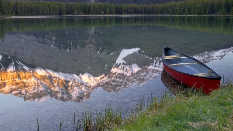 boats, Mountains, Lake, Canada, Banff, Alberta, Nature HD Wallpaper Desktop Background