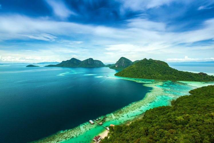 malaysia, Tropics, Coast, Island, Sky, Bohey, Dulang, Island, Nature HD Wallpaper Desktop Background